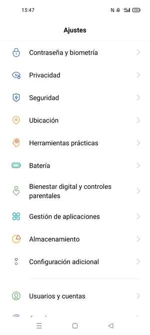 Para activar su bloqueo de pantalla, vaya al menú Ajustes y seleccione Contraseña y biometría