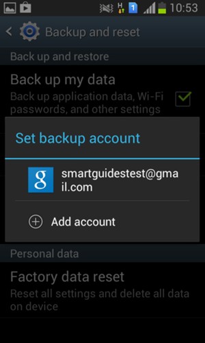 Select your backup account
