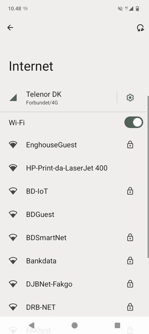 Vælg det trådløse netværk, du ønsker at oprette forbindelse til