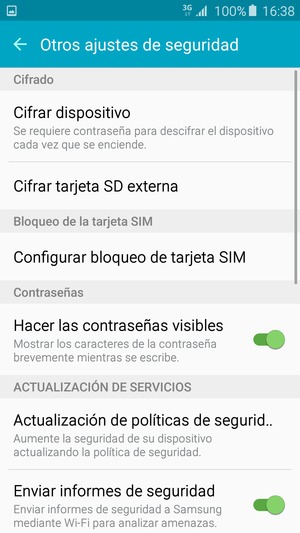 Seleccione Configurar bloqueo de tarjeta SIM