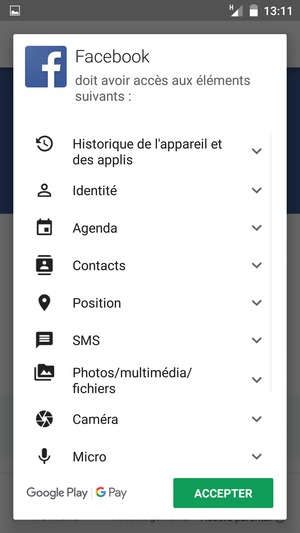 Sélectionnez ACCEPTER