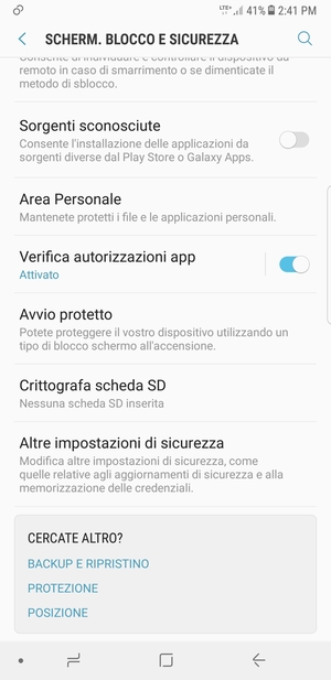 Scorri e seleziona Altre impostazioni di sicurezza