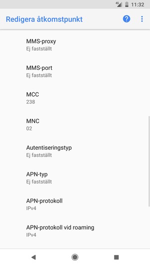 Scrolla ner och ange MMS-information