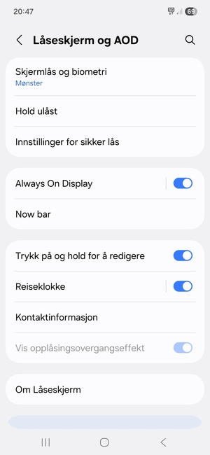 Telefonen din er nå sikret med en skjermlås