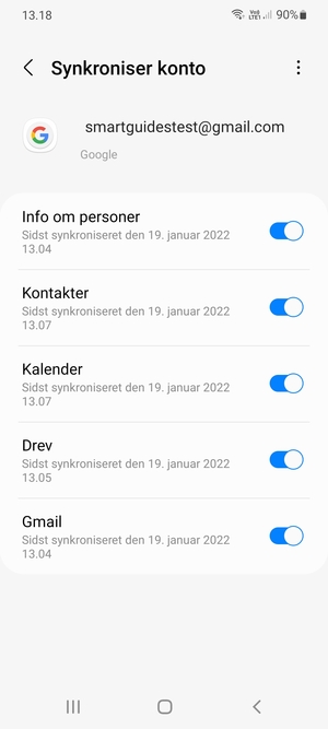 Kontroller at Kontakter er valgt