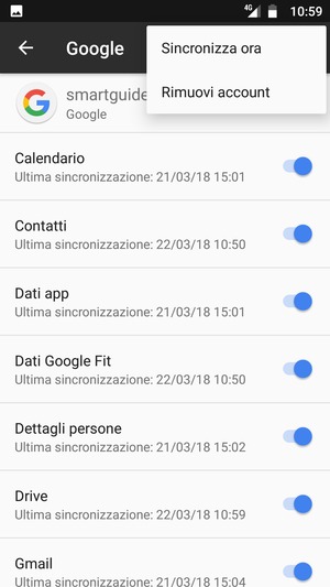 Seleziona Sincronizza ora