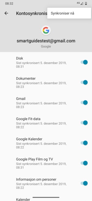 Velg Synkroniser nå