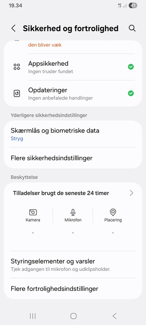 Scroll til og vælg Flere sikkerhedsindstillinger