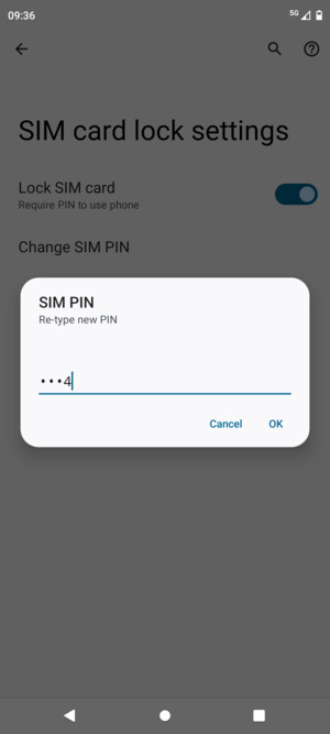 Confirm your new SIM PIN and select OK