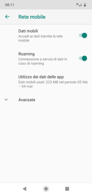 Attiva o disattiva Roaming