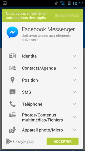 Sélectionnez ACCEPTER