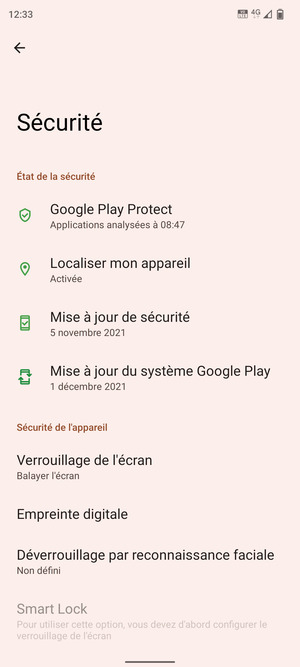 Sélectionnez Verrouillage de l'écran