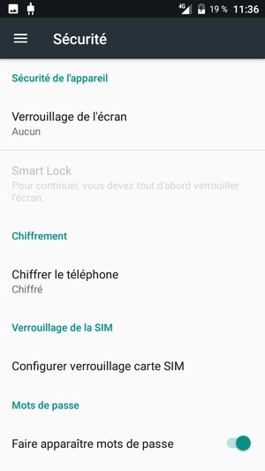 Sélectionnez Verrouillage de l'écran