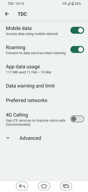 Turn Roaming on or off