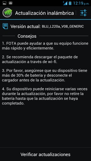 Seleccione Verificar actualizaciones