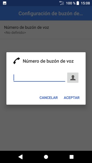 Introduzca el Número de buzón de voz y seleccione ACEPTAR