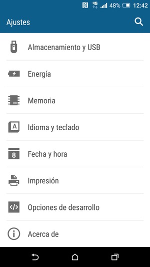 Desplácese y seleccione Acerca de