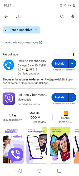 Seleccione la aplicación