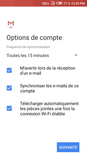 Sélectionnez SUIVANTE