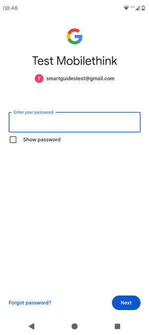 Enter your password and select Next