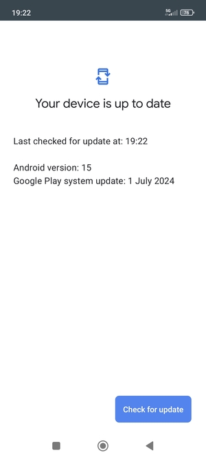 If your phone is up to date, you will see the following screen