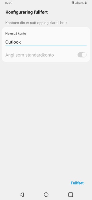 Gi kontoen din et navn og velg Fullført
