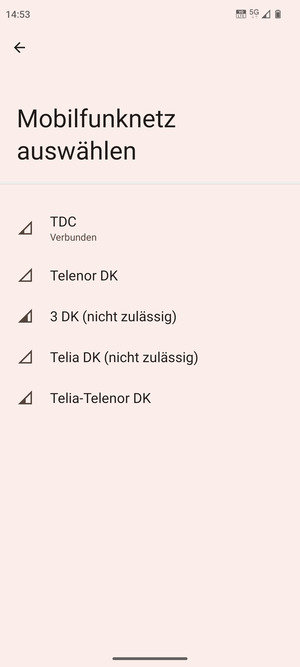 Wählen Sie einen Netzbetreiber von der Liste
