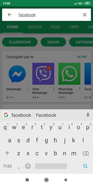 Inserisci il nome dell'app e seleziona Ricerca