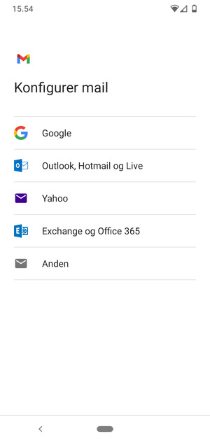 Vælg Exchange og Office 365