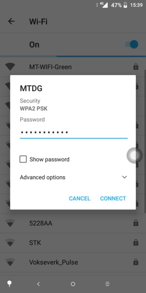 Enter the Wi-Fi password and select CONNECT