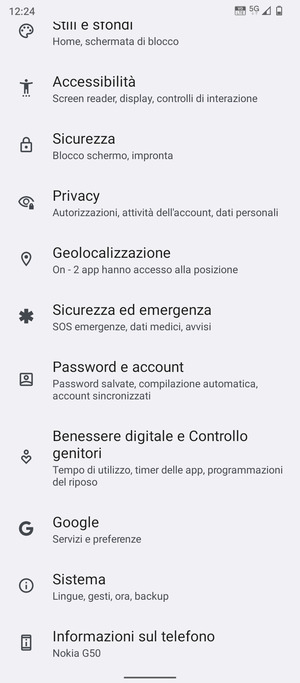 Scorri e seleziona Sistema