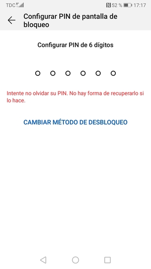 Seleccione CAMBIAR MÉTODO DE DESBLOQUEO