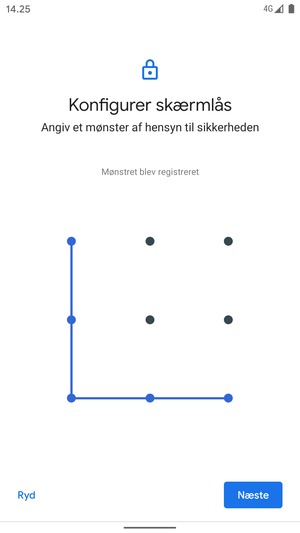 Tegn et oplåsningsmønster og vælg Næste