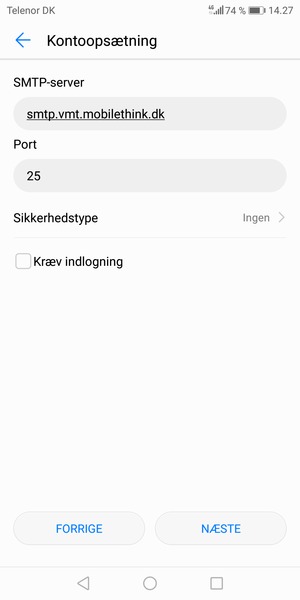 Fjern markeringen i tjekboksen Kræv indlogning og vælg NÆSTE