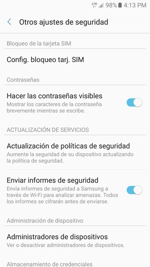 Seleccione Config. bloqueo tarj. SIM