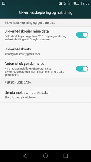 Vælg Sikkerhedskonto