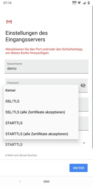 Wählen Sie Keiner und WEITER