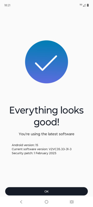 If your phone is up to date, select OK