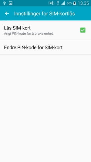 Velg Endre PIN-kode for SIM-kort