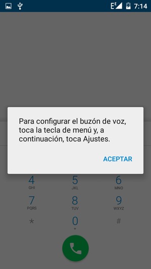 Si el correo de voz no está configurado, seleccione ACEPTAR