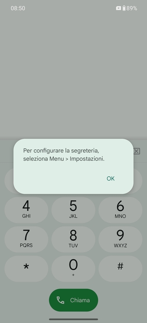 Se la segreteria telefonica non è configurata, seleziona OK