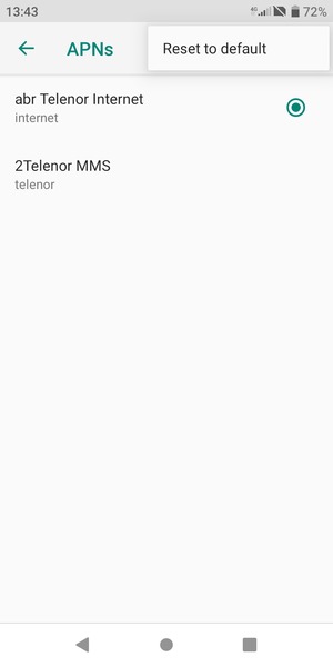 Select Reset to default