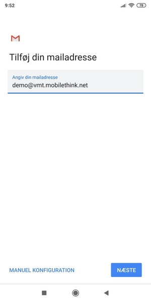 Indtast din e-mailadresse og vælg NÆSTE