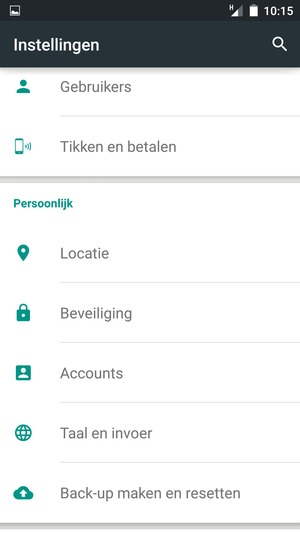 Scroll naar en selecteer Accounts