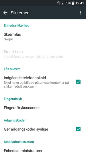 Vælg Skærmlås