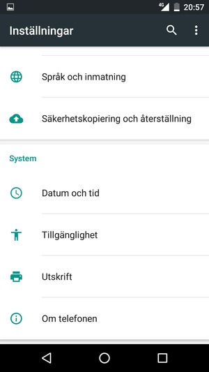 Scrolla till och välj Om telefonen