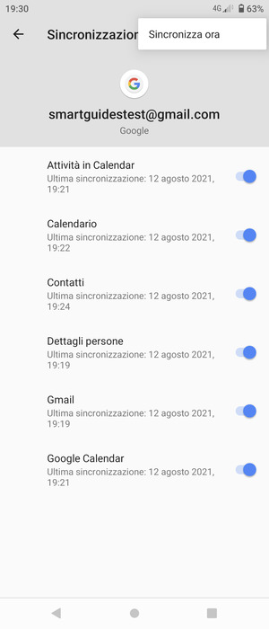 Seleziona Sincronizza ora