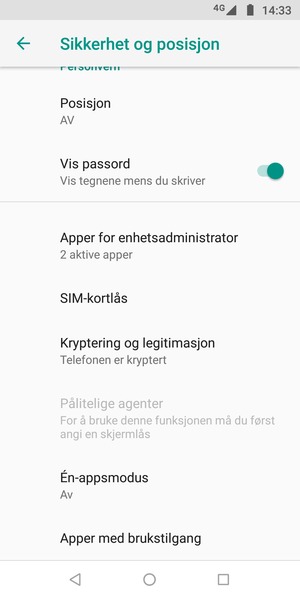 Bla til og velg SIM-kortlås