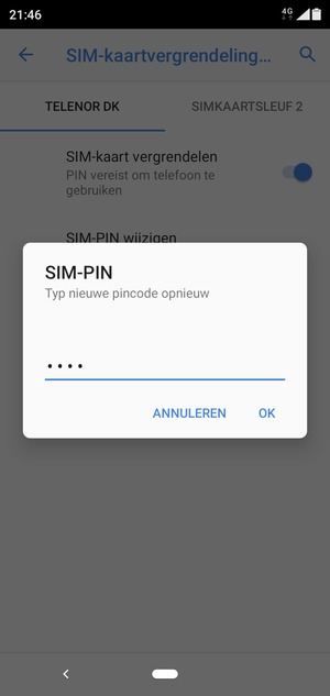 Bevestig uw nieuwe pincode en selecteer OK