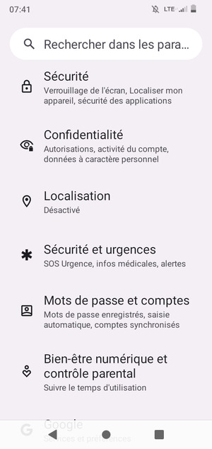 Faites défiler et sélectionnez Sécurité